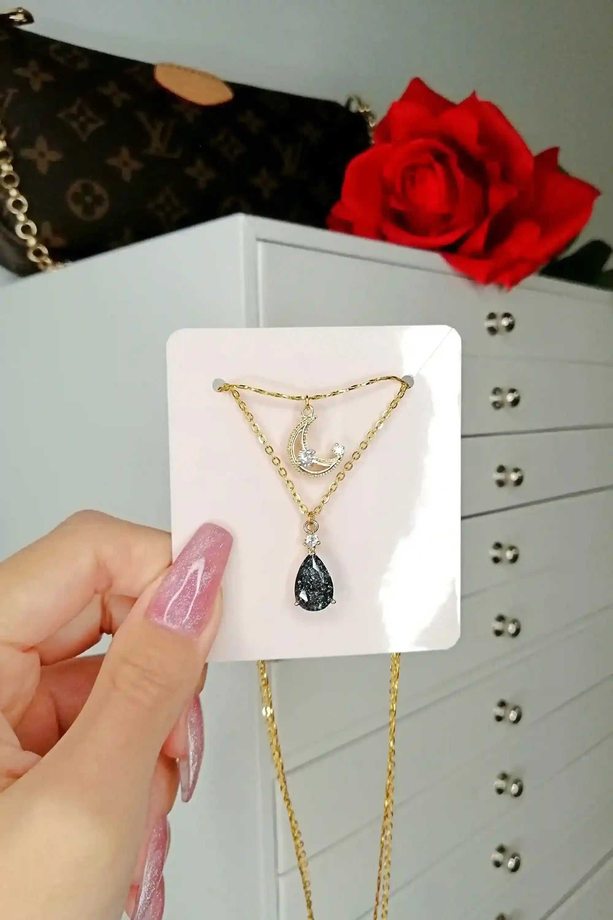 Galaxy Moon Layered Necklace - AuriJewel