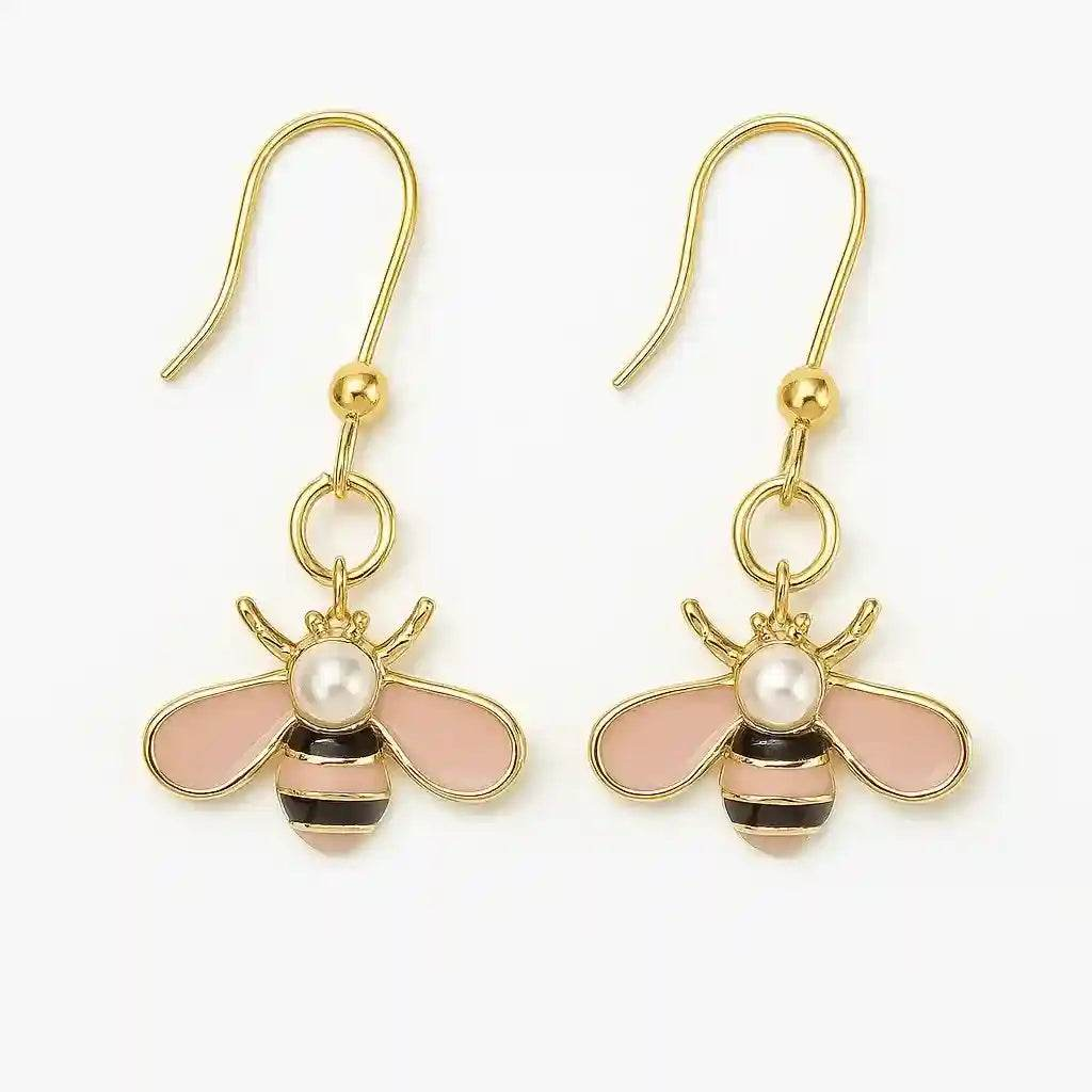 Bee - Pearl Gold Earrings - AuriJewel