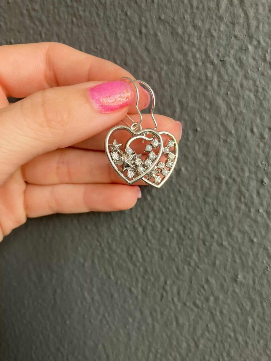 Stars - Heart Pearl Earrings - AuriJewel