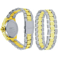 Protuberant Crystal Watch Set with gold and silver stainless steel band and durable back casing