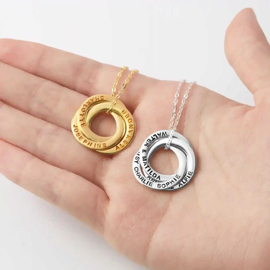 Interlocking Name Ring Necklace - AuriJewel