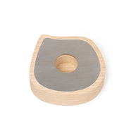 Ash wood taper candle holder with stainless steel detail for tealight and taper candles