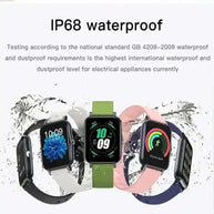 Ultra-Thin IP68 Smartwatch with waterproof design, health tracking, multiple sport modes, and long battery life in various strap colors