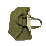 Durable lunch bag Mediterranean Bliss in cotton and linen with sturdy handles and olive green color
