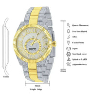 Protuberant Crystal Watch Set two-tone gold and silver watch with diamantine crystals and Japanese quartz movement