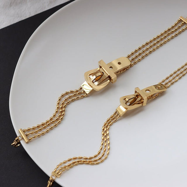 Fashion Belt Buckle Three - layer Chain - AuriJewel - 0