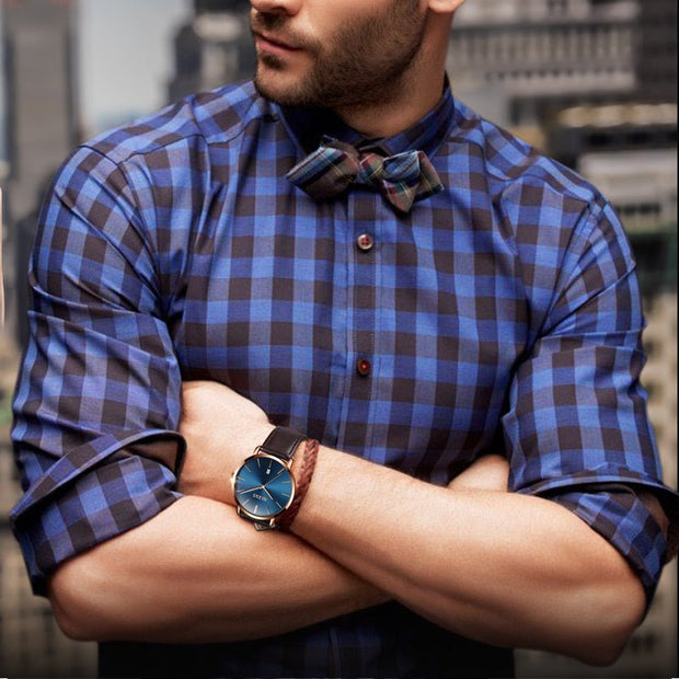 Fashion Casual Watch Men Luxury Brand Mens Watches Leather Sport Waterproof Auto Date Quartz Wristwatch - AuriJewel - 0