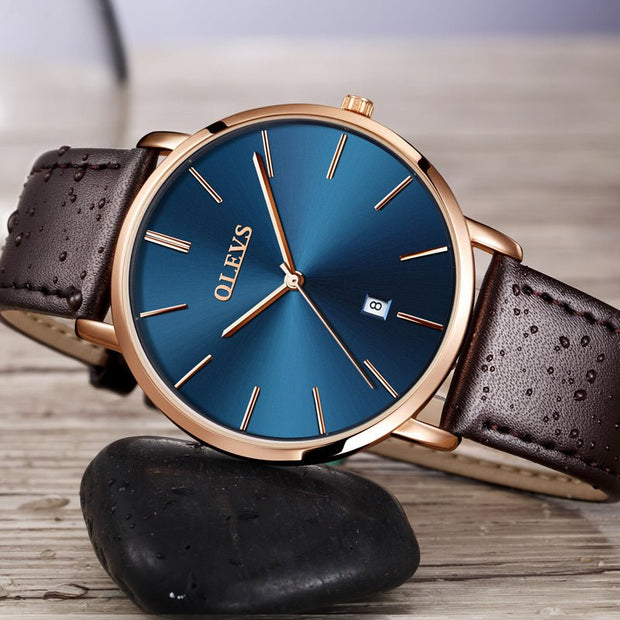 Fashion Casual Watch Men Luxury Brand Mens Watches Leather Sport Waterproof Auto Date Quartz Wristwatch - AuriJewel - 0