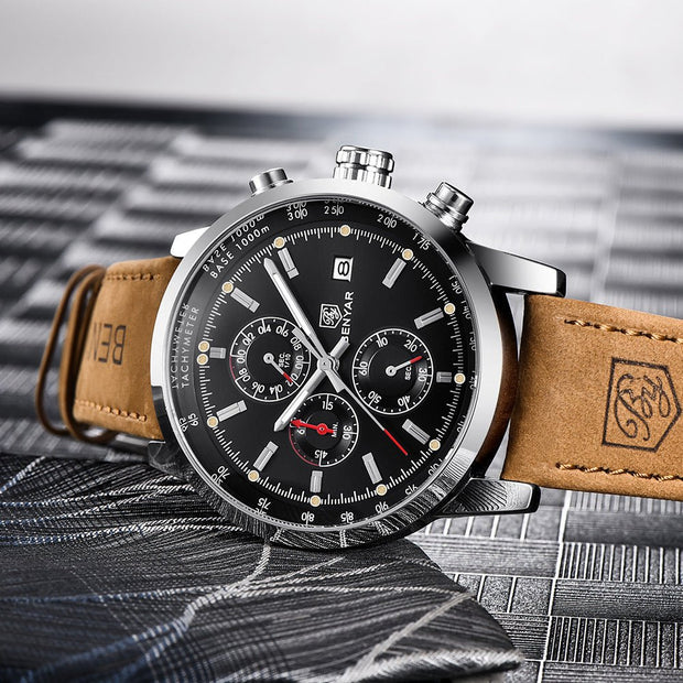 Fashion Casual Watch Mens Watches Men Luxury Brand Quartz Watch Business Leather Men's Watches Clock - AuriJewel - 0