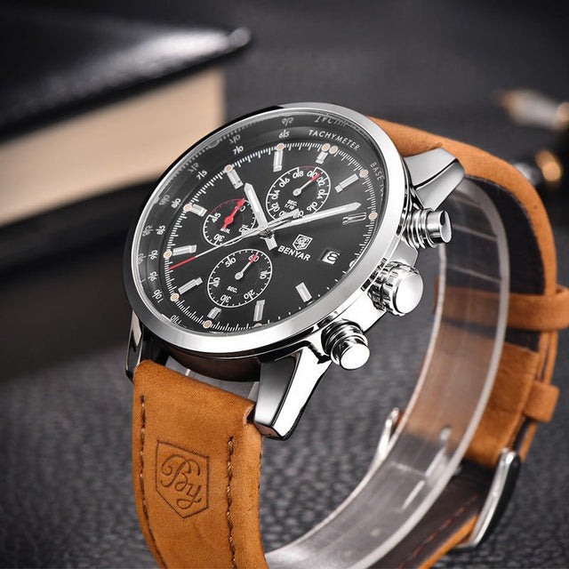 Fashion Casual Watch Mens Watches Men Luxury Brand Quartz Watch Business Leather Men's Watches Clock - AuriJewel - 0