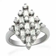 Clear CZ Rhodium Ring with sparkling cubic zirconia stones and polished rhodium-plated brass band
