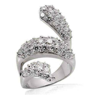 Close-up of a Clear CZ Sterling Ring with multiple sparkling cubic zirconia stones set in polished 925 sterling silver with rhodium plating.
