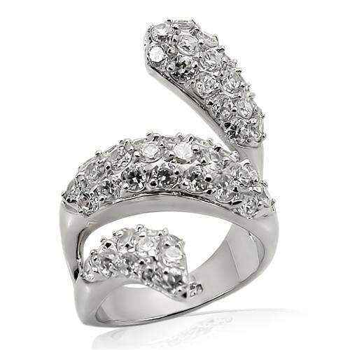 Clear CZ Sterling Ring with sparkling cubic zirconia and rhodium-plated 925 silver band