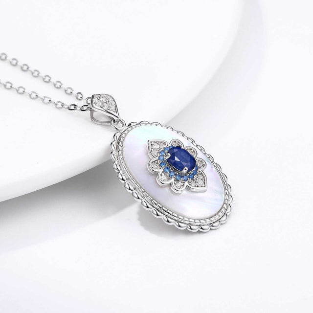 Sapphire Diamond Pendant 925 Sterling Silver Party Wedding Pendants Chain Necklace For Women Charm Jewelry - AuriJewel - 4