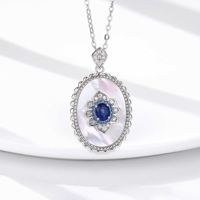 Sapphire Diamond Pendant 925 Sterling Silver Party Wedding Pendants Chain Necklace For Women Charm Jewelry - AuriJewel - 4