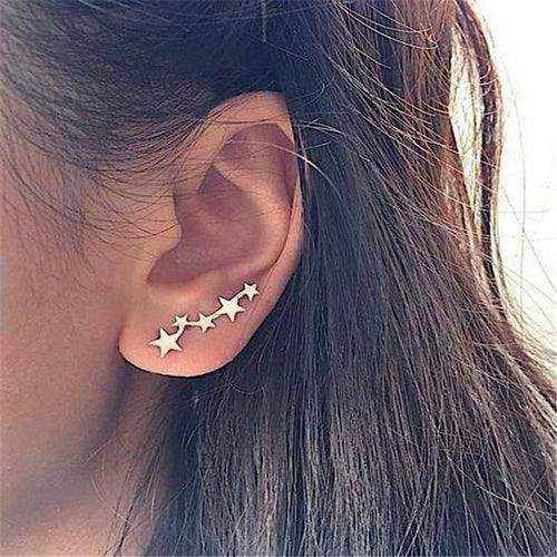 Star Ear Crawlers celestial star-shaped earrings climbing the ear in silver or gold finish