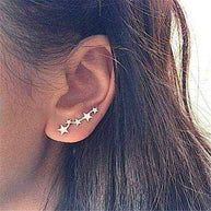 Star Ear Crawlers celestial star-shaped earrings climbing the ear in silver or gold finish