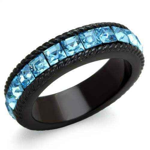 Sea-Blue Black IP Steel Ring - AuriJewel