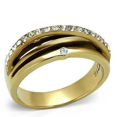 Gold IP Stainless Steel CZ Ring - AuriJewel