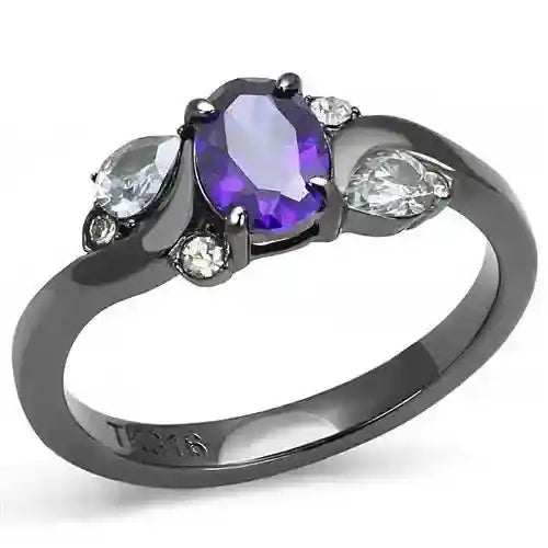 Black Gunmetal CZ Ring - AuriJewel