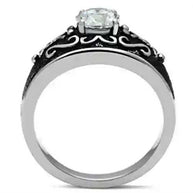 Clear CZ stainless steel ring with clear cubic zirconia stone and high-polished finish