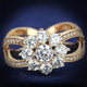 Rose Gold CZ Sterling Ring with clear cubic zirconia flower design and rose gold plating