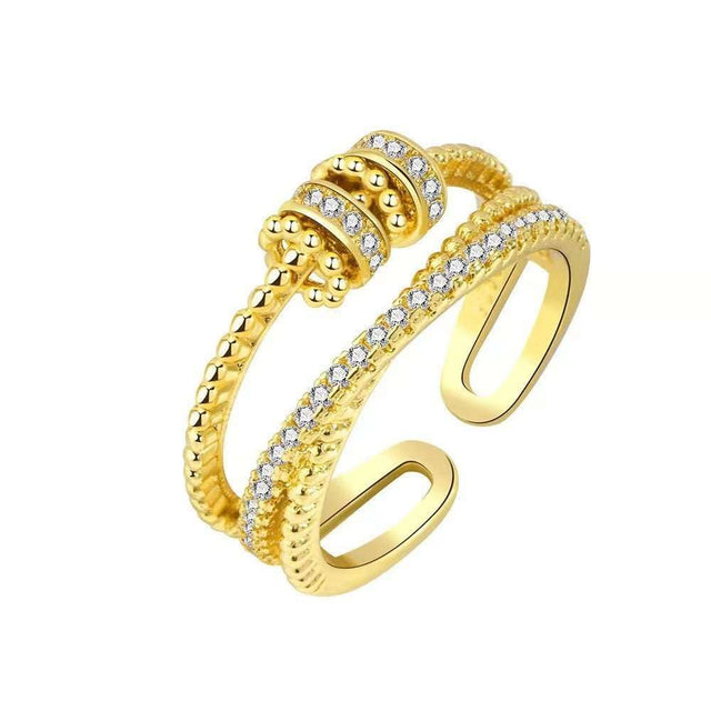 Turnable Anxiety Rings With Bead Relieve Stress Rings For Women Men Jewelry - AuriJewel - 4