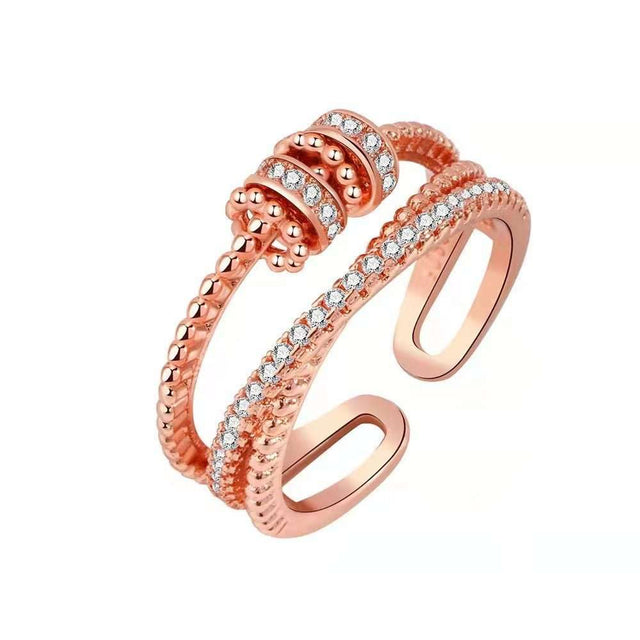 Turnable Anxiety Rings With Bead Relieve Stress Rings For Women Men Jewelry - AuriJewel - 4