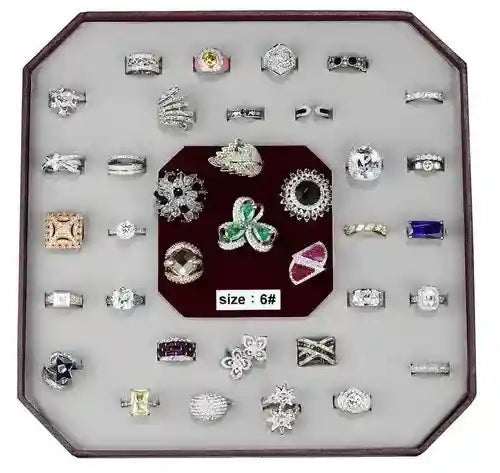 Assorted Gemstone Brass Ring collection with colorful gemstones and handcrafted brass bands in size 6.